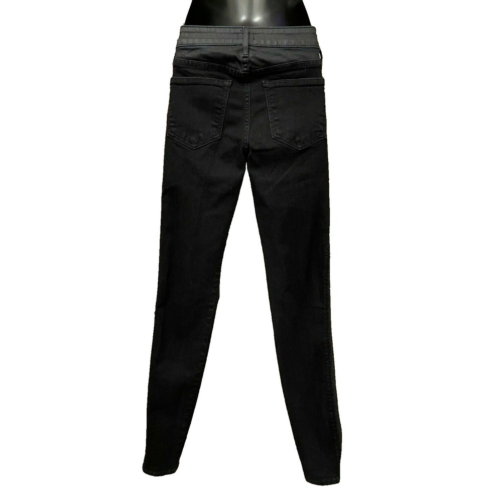 Cache Womens Low Rise Straight Leg Tuxedo Stripe Denim Jeans Size 0 Black Cotton - Picture 6 of 13